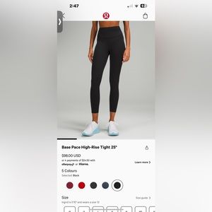Lululemon leggings base pace